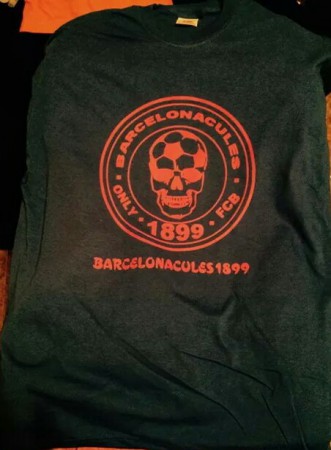 Camiseta Barcelonacules negra logo rojo
