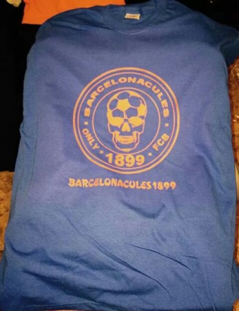 Camiseta Barcelonacules azul logo rojo