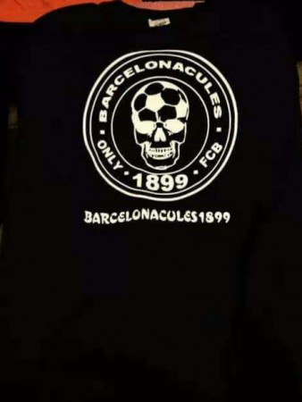 Camiseta Barcelonacules negra logo blanco